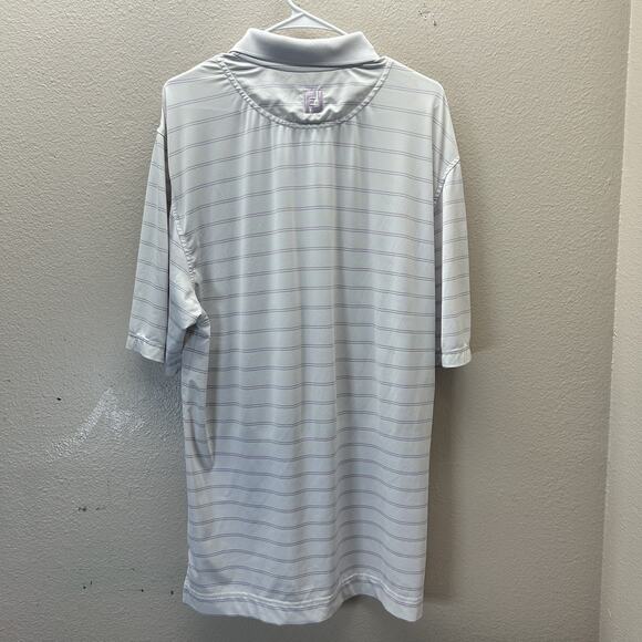 FootJoy FJ Shirt Mens M Purple White Stripe Current Logo Polo Golf Performance - Picture 4 of 5
